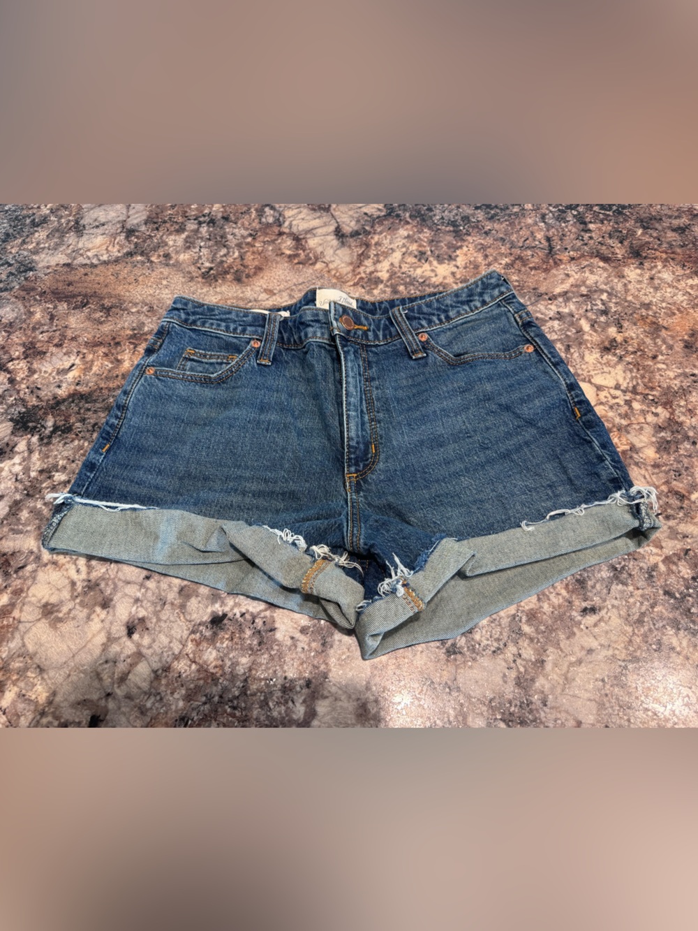 Universal Thread Rolled Hem Denim Shorts - Dark Blue